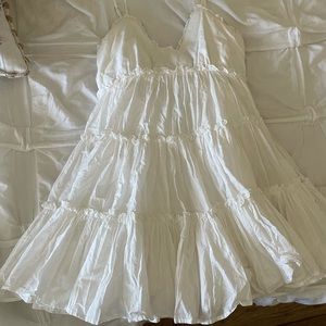 Tiered white mini dress